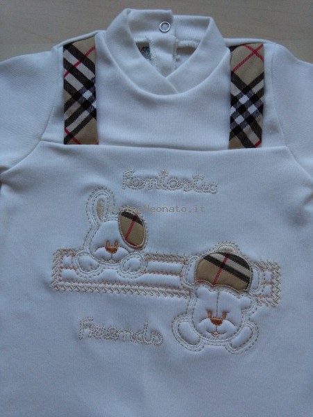 baby footie cotton interlock fanta friends. Colour creamy white, size 1-3 months 2