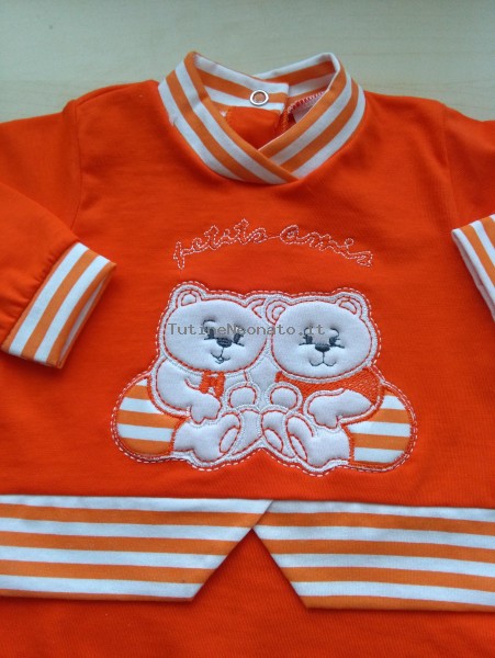 Baby footie jersey petits amis image. Colour orange, size 3-6 months 2
