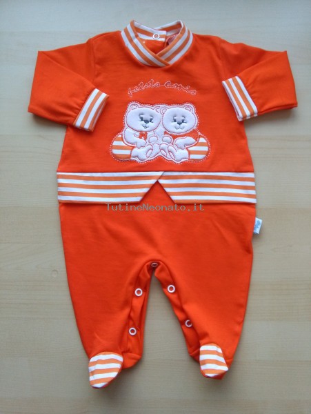 Baby footie jersey petits amis image. Colour orange, size 1-3 months Orange Size 1-3 months