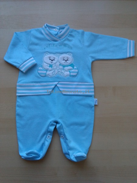 Baby footie jersey petits amis image. Colour turquoise, size 0-1 month Turquoise Size 0-1 month