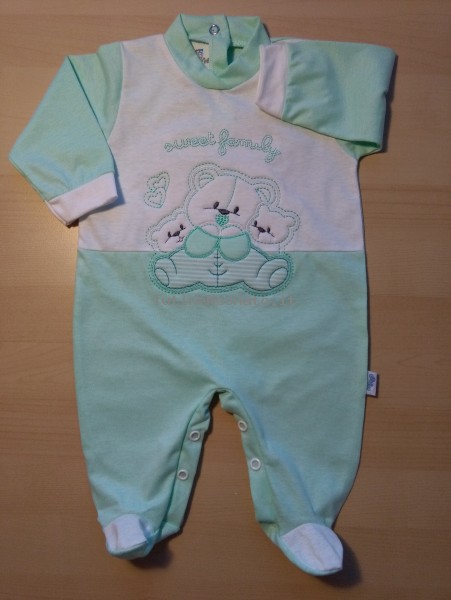 Baby footie jersey sweet family picture. Colour green, size 1-3 months Green Size 1-3 months