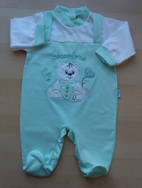 Image baby footie cuddly jersey. Colour green, size 1-3 months Green Size 1-3 months
