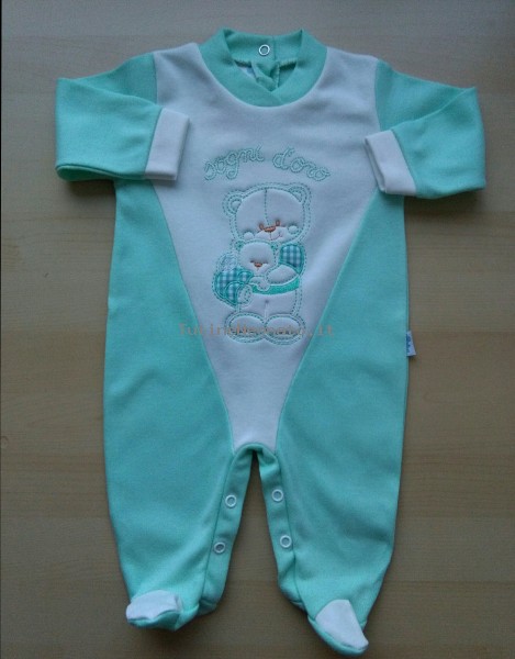 Baby footie cotton interlock picture gold dreams. Colour green, size 0-1 month Green Size 0-1 month