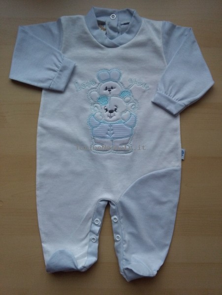 Image cotton baby footie jersey love you. Colour light blue, size 6-9 months Light blue Size 6-9 months