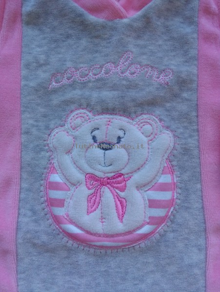 Image baby footie chenille cuddly. Colour coral pink, size 1-3 months 3