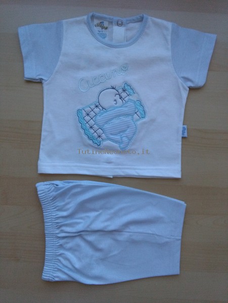 Picture baby footie outfit cotton jersey ciccino. Colour light blue, size 1-3 months Light blue Size 1-3 months