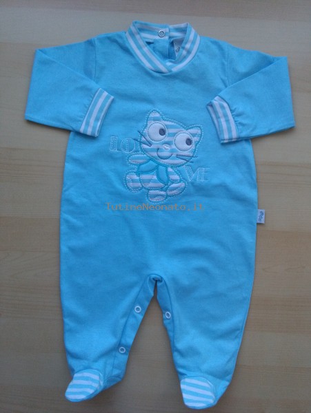 Image cotton baby footie jersey love. Colour turquoise, size 6-9 months Turquoise Size 6-9 months