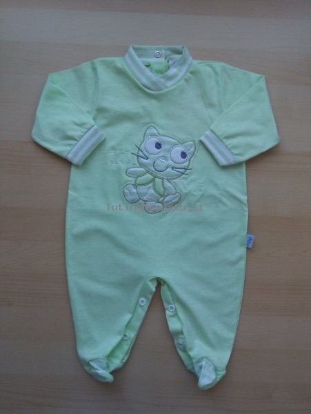 Image cotton baby footie jersey love. Colour pistacchio green, size 6-9 months Pistacchio green Size 6-9 months