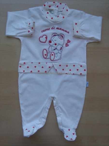 Image cotton baby footie jersey heart mother footie. Colour red, size 3-6 months Red Size 3-6 months