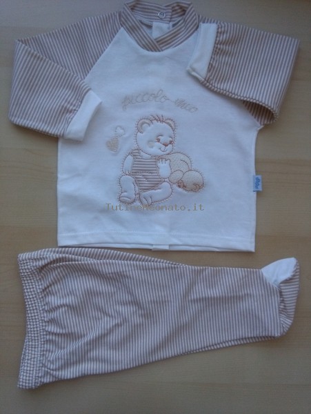 Picture baby footie cotton outfit small my stripes. Colour creamy white, size 6-9 months Creamy white Size 6-9 months