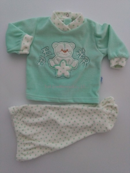 Baby footie chenille outfit image bear. Colour green, size 1-3 months Green Size 1-3 months
