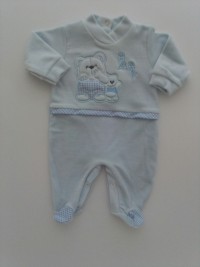 Image baby footie chenille baby. Colour light blue, size 6-9 months