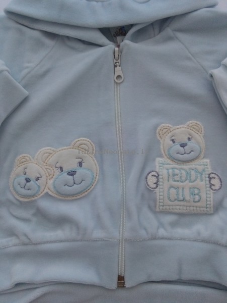 Picture tracksuit hooded teddy club bears. Colour light blue, size 3-6 months 2