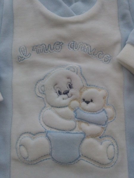 Picture baby footie in chenille my friend. Colour light blue, size 0-1 month 2
