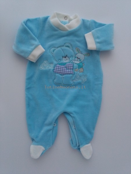 Baby image footie chenille ba by size 00. Colour turquoise, size 0-1 month Turquoise Size 0-1 month