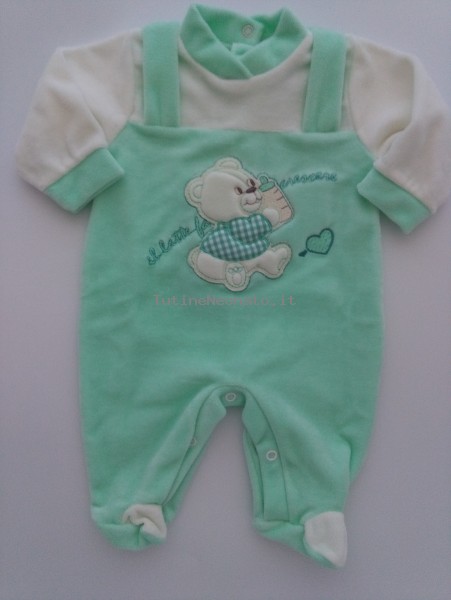 Picture baby chenille footie milk makes caescere. Colour green, size 0-1 month Green Size 0-1 month