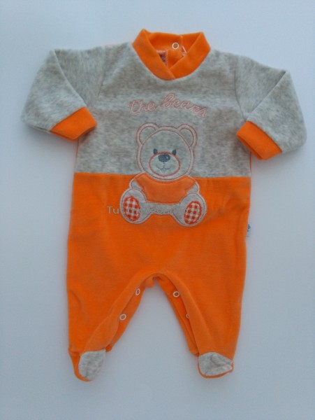 Baby footie chenille picture bear the bears. Colour orange, size 3-6 months Orange Size 3-6 months