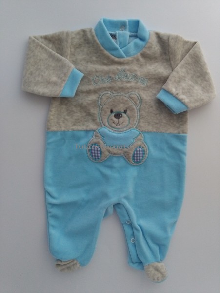 Baby footie chenille picture bear the bears. Colour turquoise, size 3-6 months Turquoise Size 3-6 months