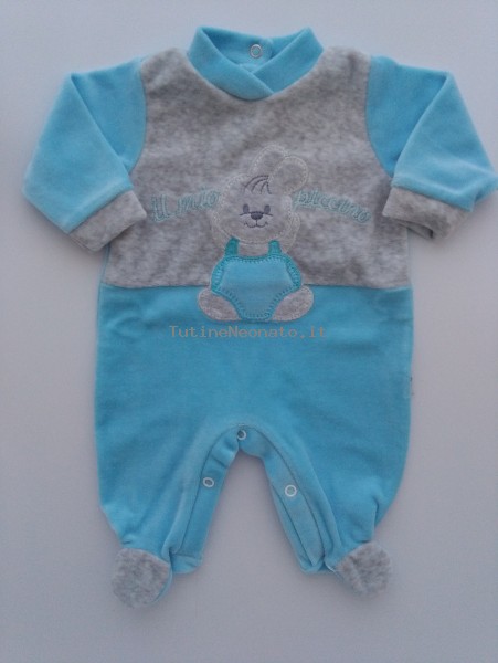 Picture baby footie chenille rabbit my little one. Colour turquoise, size 0-1 month Turquoise Size 0-1 month