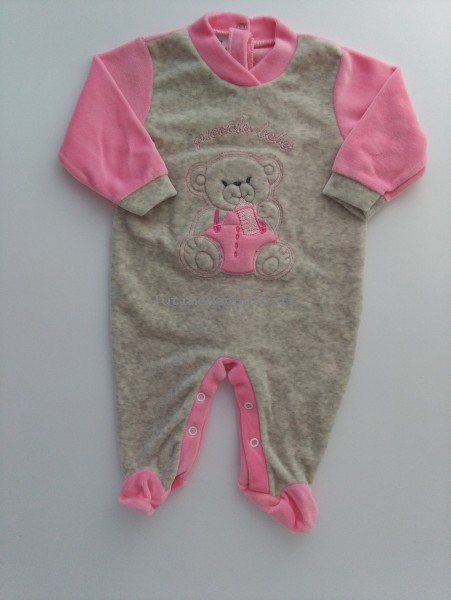 Chenille baby footie baby footie image baby bear small baby. Colour coral pink, size 0-1 month Coral pink Size 0-1 month