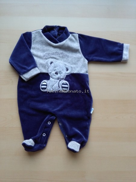 Chenille baby boy footie very tender baby footie. Colour blue, size 1-3 months Blue Size 1-3 months