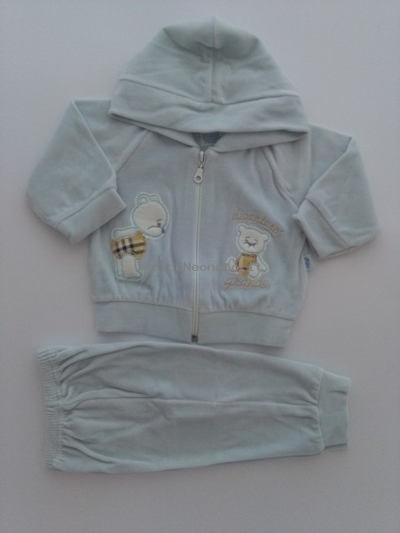 Picture teddy hooded tracksuit I will become big. Colour light blue, size 1-3 months Light blue Size 1-3 months