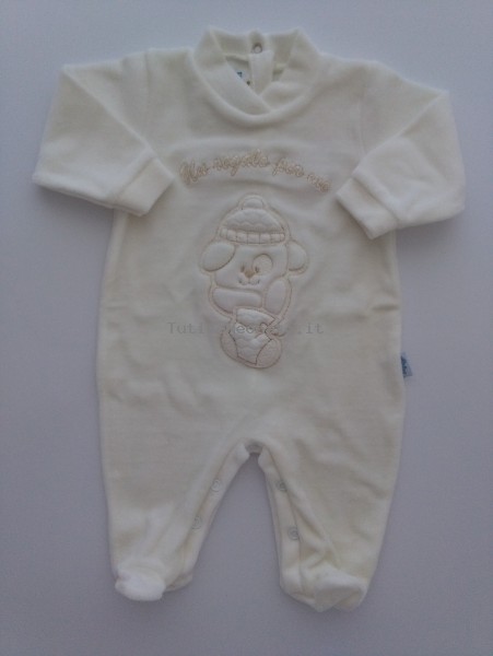 Picture baby chenille footie a gift x me. Colour creamy white, size 1-3 months Creamy white Size 1-3 months