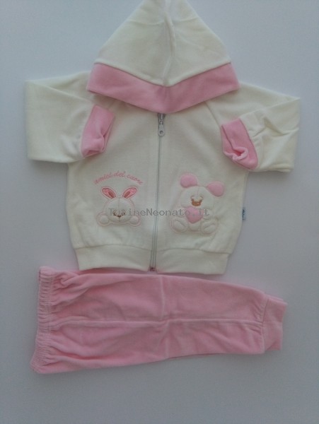 Picture tracksuit hooded bunnies heart friends. Colour pink, size 3-6 months Pink Size 3-6 months