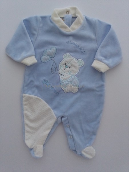 Picture baby chenille footie the heart of mom. Colour light blue, size 1-3 months Light blue Size 1-3 months