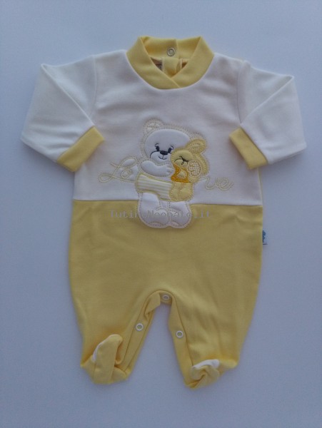Image cotton baby footie interlock love. Colour yellow, size 1-3 months Yellow Size 1-3 months