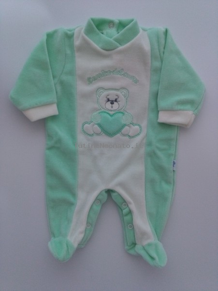 Picture baby chenille footie the heart friend. Colour green, size 0-1 month Green Size 0-1 month