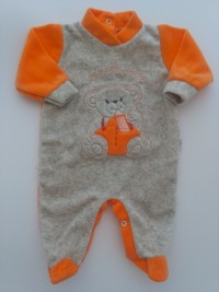 Chenille baby footie baby footie image baby bear small baby. Colour orange, size 3-6 months