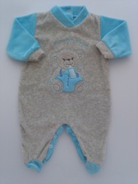 Chenille baby footie baby footie image baby bear small baby. Colour turquoise, size 3-6 months