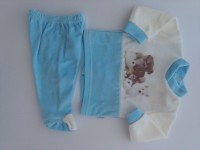 Image baby footie outfit tender puppies. Colour turquoise, size 0-1 month