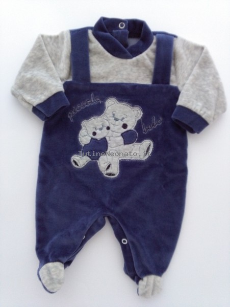Baby footie chenille picture baby bear. Colour blue, size 0-1 month Blue Size 0-1 month