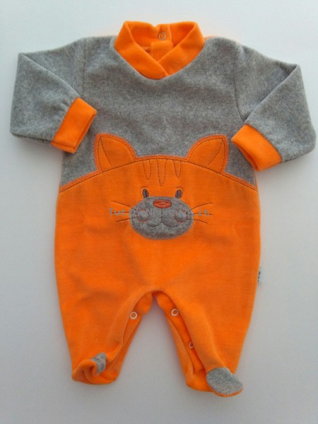 Baby image footie chenille cat melange. Colour orange, size 0-1 month Orange Size 0-1 month