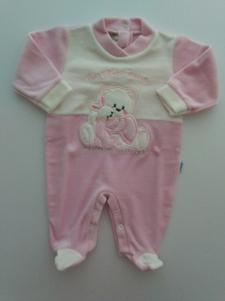 Picture baby footie chenille baby bear and bunny. Colour pink, size 1-3 months Pink Size 1-3 months