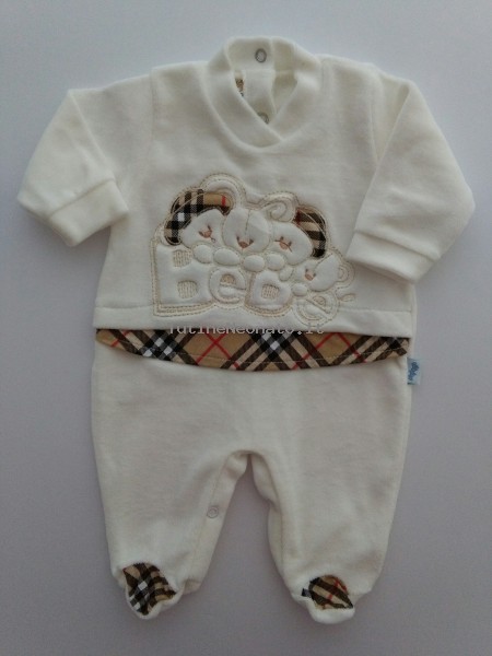 Baby Image Footie Baby Chenille. Colour creamy white, size 1-3 months Creamy white Size 1-3 months