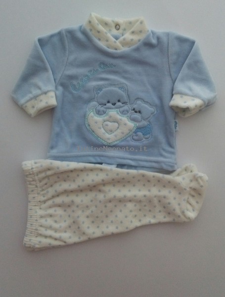 Picture baby footie clinical outfit chenille kittens here we are. Colour light blue, size 0-1 month Light blue Size 0-1 month