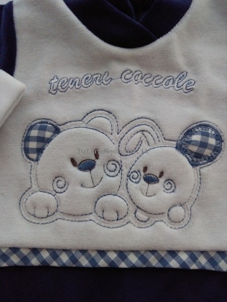 Picture baby footie chenille baby bear with bunny. Colour blue, size 1-3 months 2