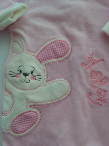 Picture baby footie chenille happy rabbit. Colour pink, size 3-6 months 2