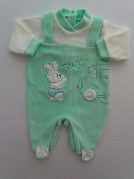 Picture baby footie chenille car baby. Colour green, size 0-1 month Green Size 0-1 month