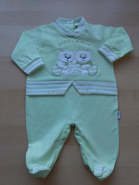 Baby footie jersey petits amis image. Colour pistacchio green, size 1-3 months Pistacchio green Size 1-3 months