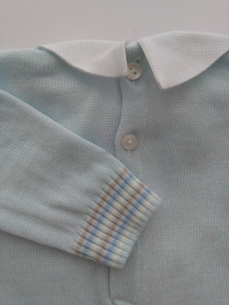 Picture baby footie mixed wool train. Colour light blue, size 1-3 months 3