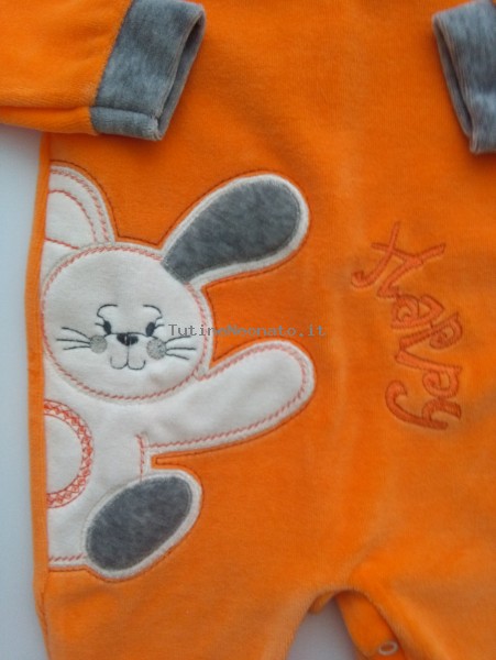 Picture baby footie chenille happy rabbit. Colour orange, size 1-3 months 2