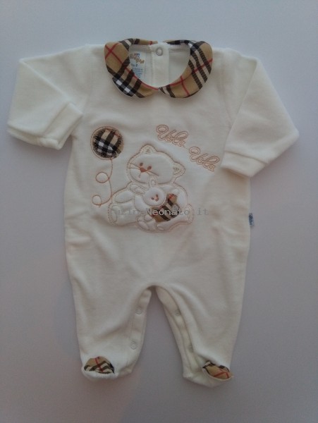 Baby Image Footie Baby Chenille. Colour creamy white, size 1-3 months Creamy white Size 1-3 months