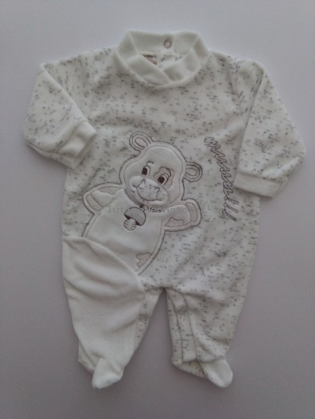 Picture baby footie chenille cow cow muuuu!. Colour white, size 6-9 months White Size 6-9 months