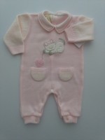 Picture baby footie mixed wool kitten. Colour pink, size 1-3 months