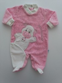 Picture baby footie chenille cow cow muuuu!. Colour pink, size 6-9 months