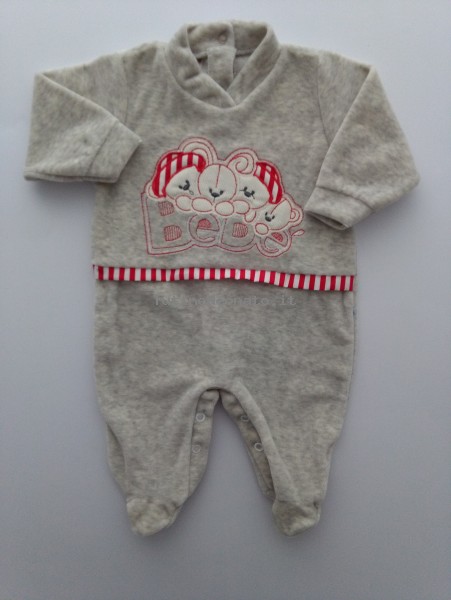 Baby Image Footie Baby Chenille. Colour grey, size 1-3 months Grey Size 1-3 months